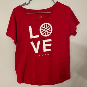 Cyclebar LOVE short sleeve workout T-shirt, size medium